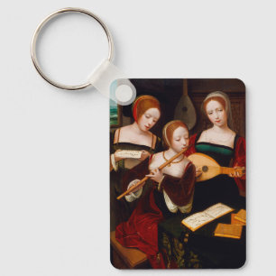 Vintage-Renaissance-Kunst: Drei Musikerinnen Schlüsselanhänger