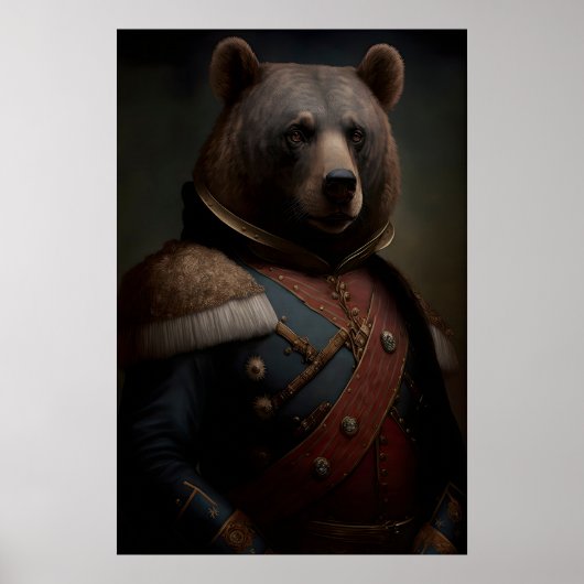 Vintage-Renaissance-Militärgemälde-Bärenposter Poster (Vorne)
