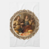 Vintage Renaissance Painting Parody of Men Eating  Geschirrtuch (Vertikal)