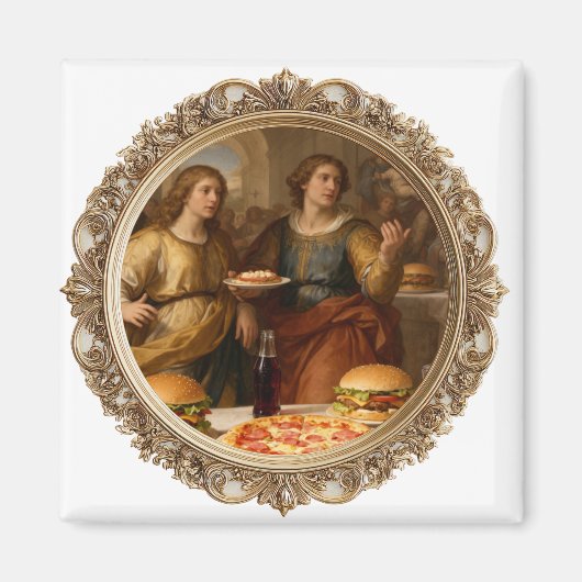 Vintage Renaissance Painting Parody of Men Eating  Magnet (Vorne)