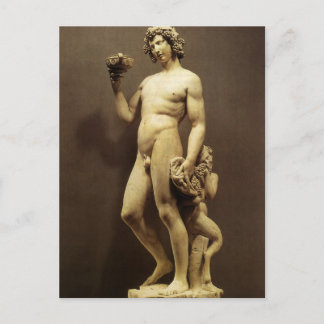Vintage Renaissance-Statue Bacchus von Michelangel Postkarte