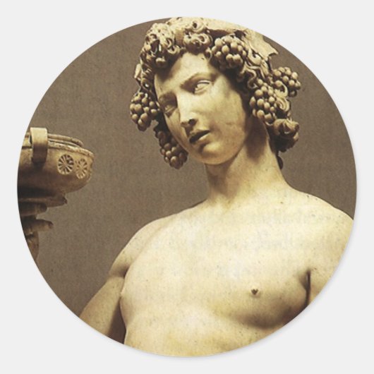 Vintage Renaissance-Statue Bacchus von Michelangel Runder Aufkleber (Vorderseite)