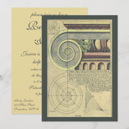 Vintage Renaissancearchitektur; Party für das Ruhe Einladung (Vorne/Hinten)