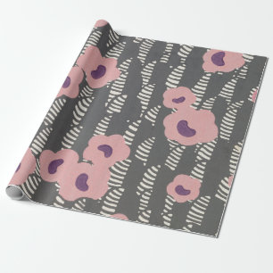 Vintage René Crevel Französisch Art Deco Rosa Blum Geschenkpapier