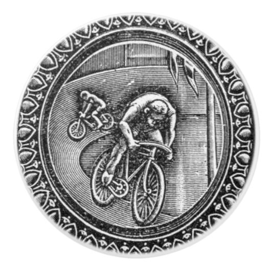 Vintage Rennen Gravur Keramikknauf (Vorderseite)