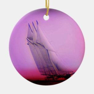Vintage-Rennjacht-Dekoration Keramikornament