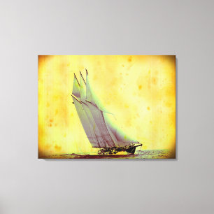 Vintage-Rennjacht Wrapped Canvas Print Leinwanddruck