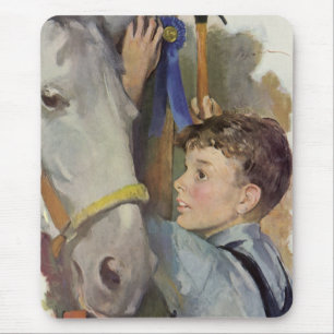 Vintage-Rennpferd, Blue Ribbon-Gewinner mit einem  Mousepad