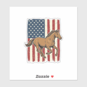 Vintage-Rennpferd-patriotisches Flag-Shirt-Design_ Aufkleber