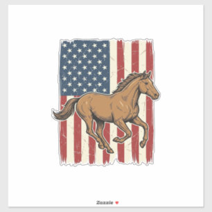 Vintage-Rennpferd-patriotisches-Flag-Shirt-Design_ Aufkleber