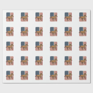 Vintage-Rennpferd-patriotisches-Flag-Shirt-Design_ Geschenkpapier