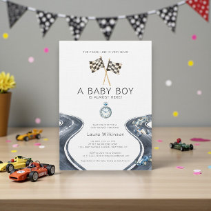 Vintage-Rennwagen-Aquarell-Baby-Party Einladung