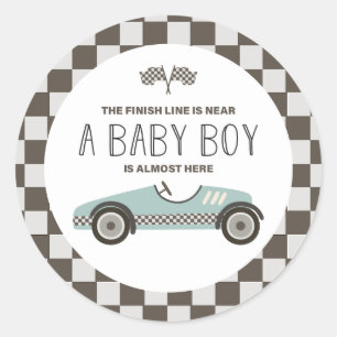 Vintage-Rennwagen-Baby-Party Runder Aufkleber
