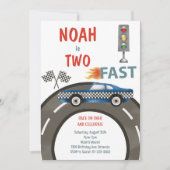 Vintage Rennwagen Blue 2. Geburtstagseinladung Einladung (Vorderseite)