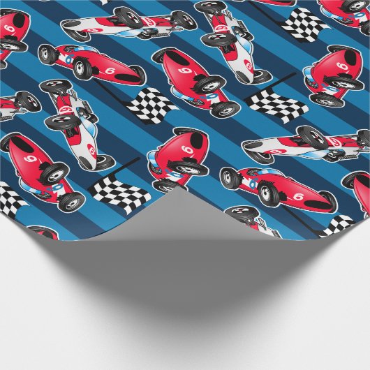 Vintage Rennwagen Geschenkpapier (Ecke)