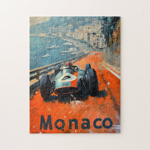 Vintage-Rennwagen in Monaco-Kunst Puzzle
