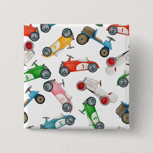 Vintage-Rennwagen-Muster Button (Vorderseite)