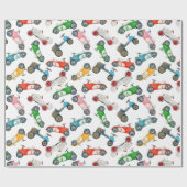 Vintage-Rennwagen-Muster Geschenkpapier (Flach)