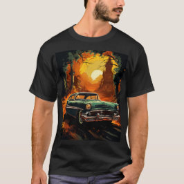 Vintage-Rennwagen-Sonnenuntergangs-T-Shirt T-Shirt
