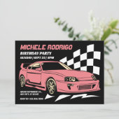 Vintage Rennwageneinladung Einladung (Stehend Vorderseite)