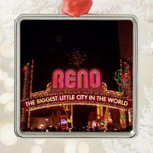 Vintage Reno Nevada Torbogen Foto Ornament Aus Metall