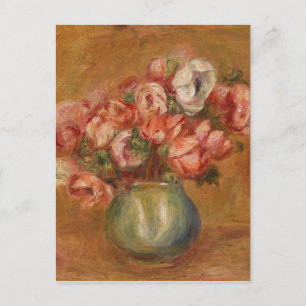 Vintage Renoir Rosa Grün Gelbe Anemonen Postkarte