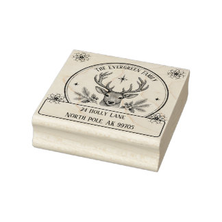 Vintage-Rentier-Weihnachts-Familien-Rücksendeadres Gummistempel