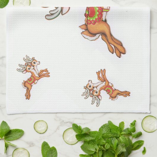 Vintage Rentiere Geschirrtuch (Gefaltet)