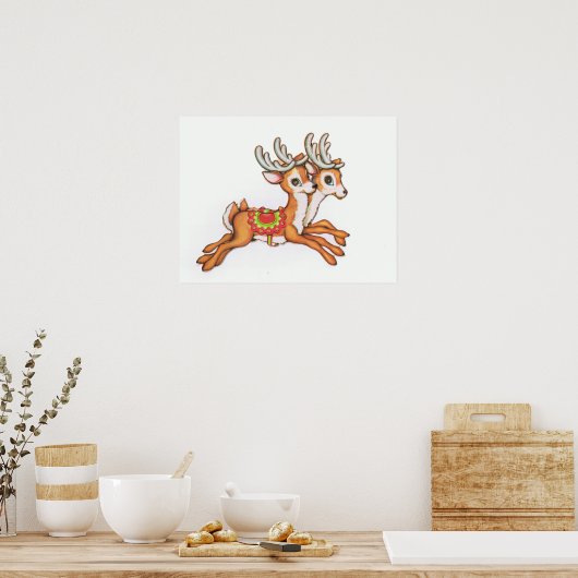 Vintage Rentiere/niedlich Poster (Küche)