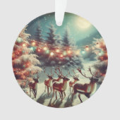 Vintage Rentiere und Weihnachtsbeleuchtung persona Ornament (Vorderseite)