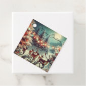 Vintage Rentiere und Weihnachtsleuchten Geschenkanhänger (Beispiel)