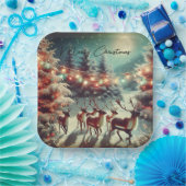 Vintage Rentiere und Weihnachtsleuchten Pappteller (Party)
