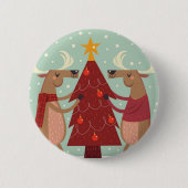 Vintage Rentierweihnachtszeit Button (Vorderseite)