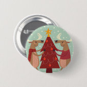 Vintage Rentierweihnachtszeit Button (Vorne & Hinten)