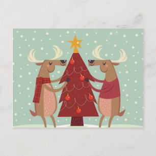 Vintage Rentierweihnachtszeit Feiertagspostkarte