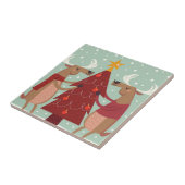 Vintage Rentierweihnachtszeit Fliese (Seite)