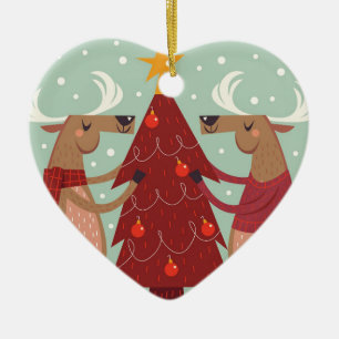 Vintage Rentierweihnachtszeit Keramik Ornament