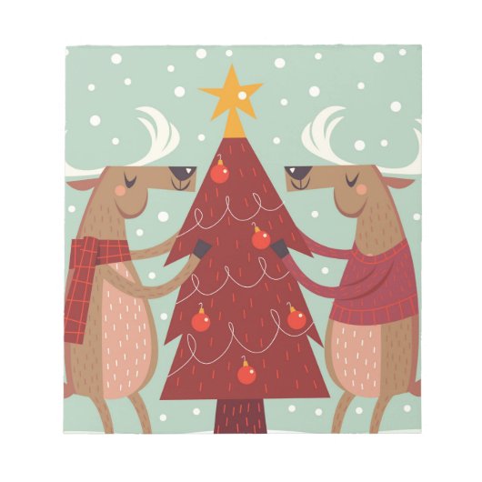 Vintage Rentierweihnachtszeit Notizblock (Vorderseite)