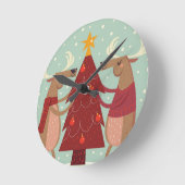 Vintage Rentierweihnachtszeit Runde Wanduhr (Winkel)