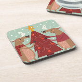Vintage Rentierweihnachtszeit Untersetzer (Linke Seite)
