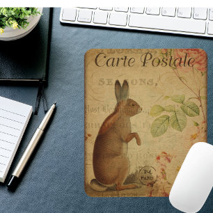 Vintage-Reproduktion Hasen-Postkarte Mousepad