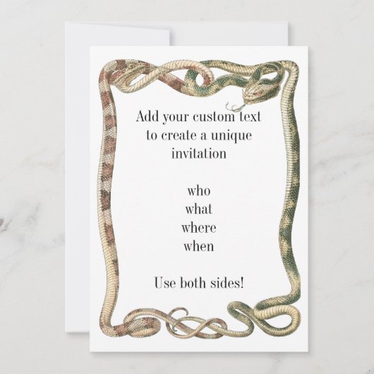 Vintage Reptilien, Schlangen oder Hühner Einladung (Vorderseite)