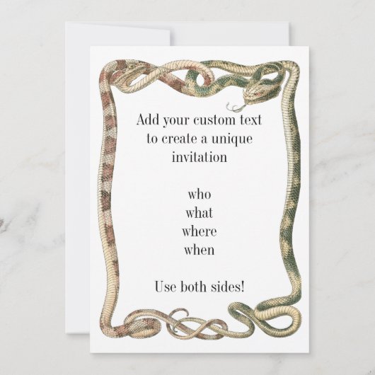 Vintage Reptilien, Schlangen oder Hühner Einladung (Rückseite)