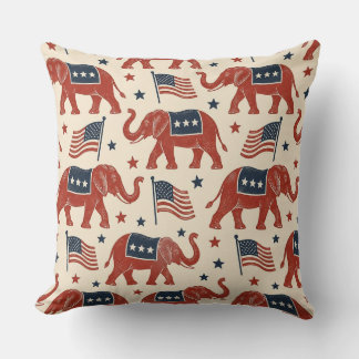 Vintage-Republikanische Elefanten & Amerikanische Kissen