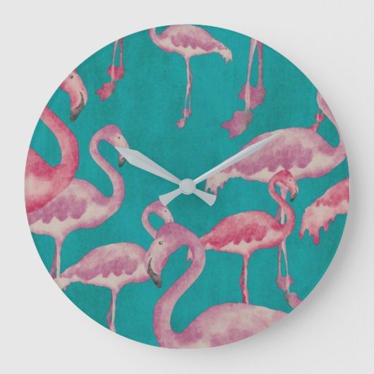 Vintage, republikanische Flamingo-Kunstwerke im St Große Wanduhr (Vorderseite)