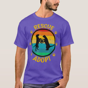 Vintage Rescue Adoptierend Tiere Hunde Katze Paw T-Shirt