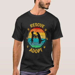 Vintage Rescue Adoptierend Tiere Hunde Katzen Herz T-Shirt