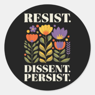 Vintage Resist Dissent Persist Floral Damen Runder Aufkleber