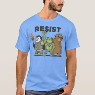 Vintage Resist Tiere Frosch Pinguin Bär Freund T-Shirt