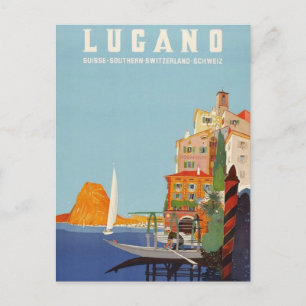 Vintage-Resort Lugano Italien Schweiz Postkarte